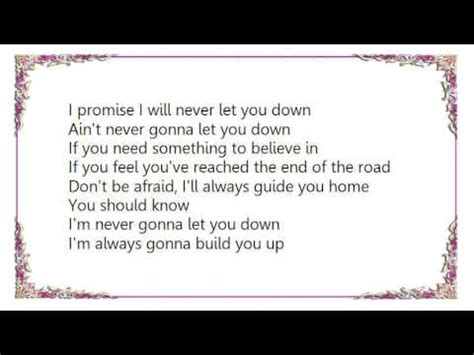 never gonna let u down lyrics|no strangers to love.